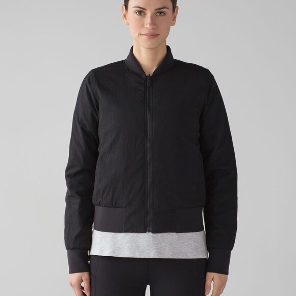 lululemon athletica Jackets & Blazers - Lululemon Women's Bubble Black Non-Stop Reversible Full-Zip Bomber Jacket Size 6